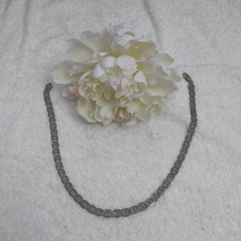 Stamped 925 Sterling Silver Italian Flat Mariner Link 18" Chain Necklace